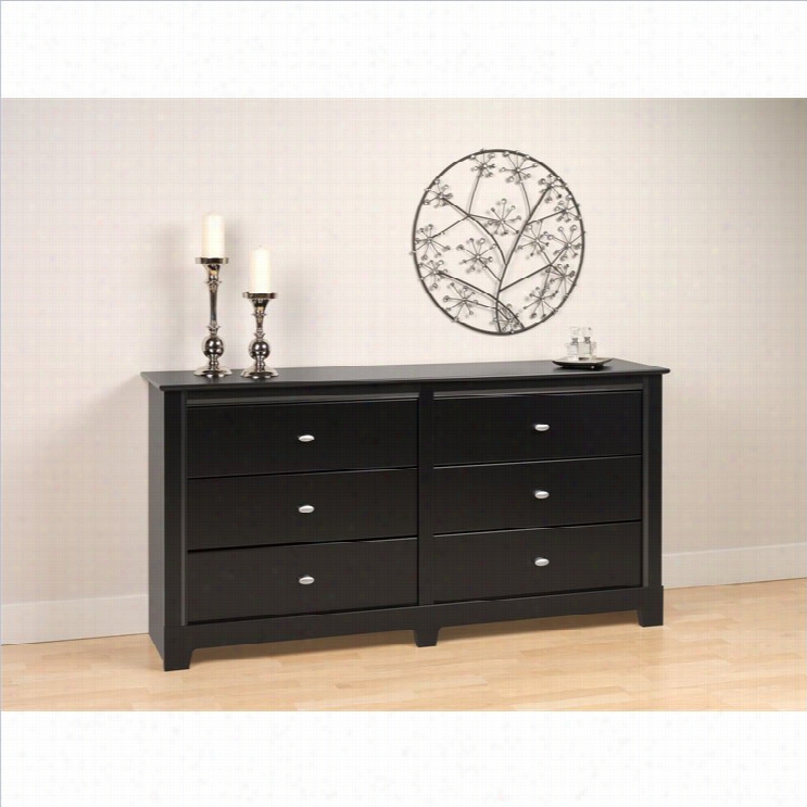 Prepac Kallisto 6 Drawer Double Dresser In Black Finish