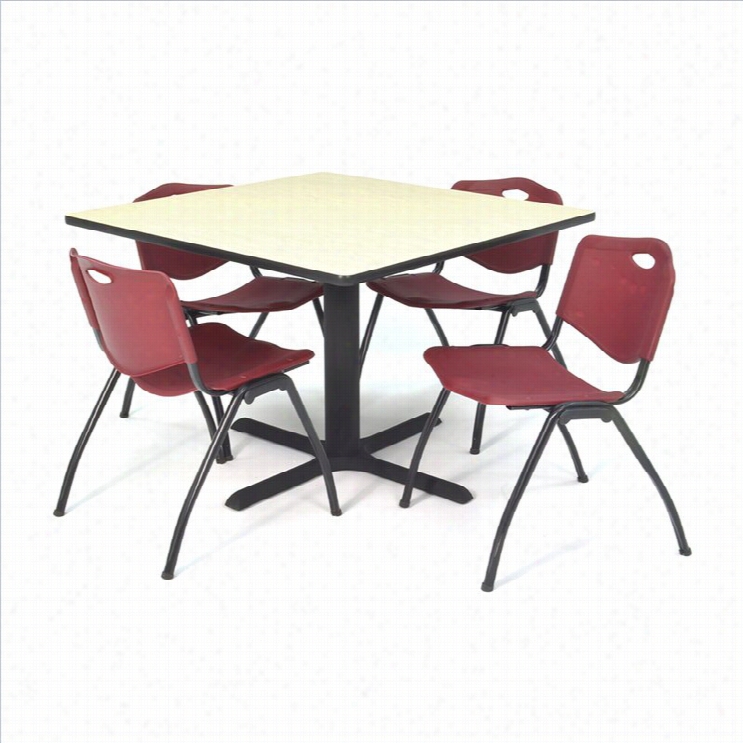 Regency Square Talbewith 4 M Stack Chairs In Maple And Burgundy