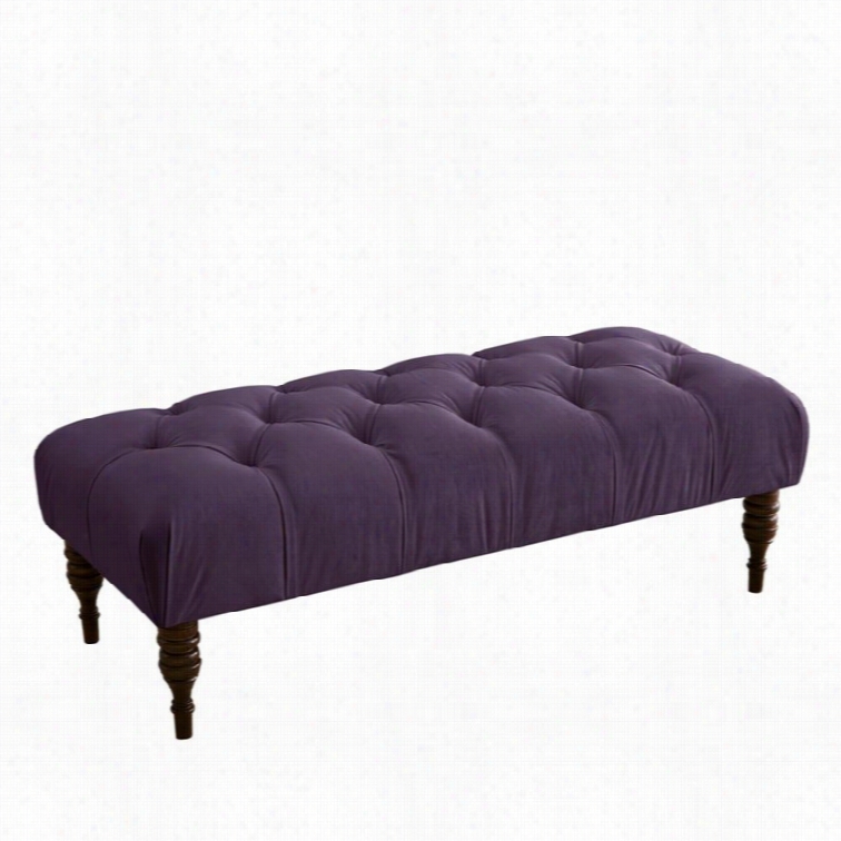 Skyline Tufted Bench In Aubergine