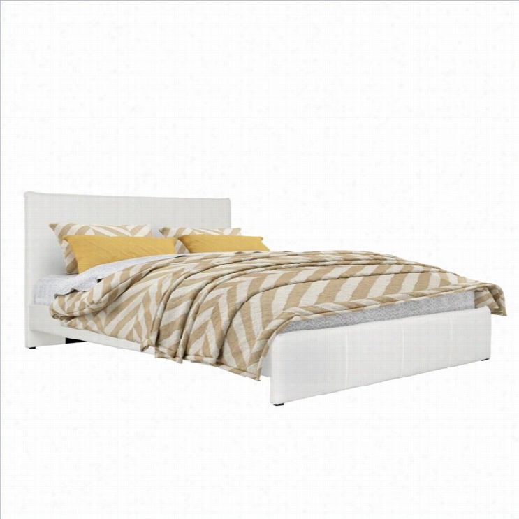 Sonax Corliving Fairfield Queen Bed In White Bonded Leather