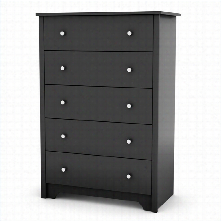 Southern Shore Breakwater 5 Drawer Chest In Pure Black Finish