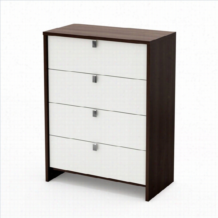 South Shore Cookie 4 Drawer Chest In Mocha & White