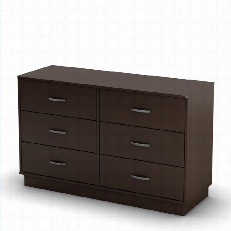 South Shore Logik 6 Drawer Double Dresser In Chocolate Finish