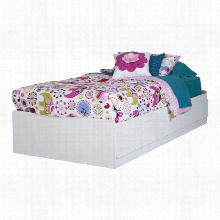 South Shore Logik Wood Twin Mates Bed In White