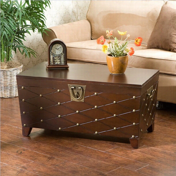 Southernn Enterprises Espresso Nailhead Cocktail Table Trunk