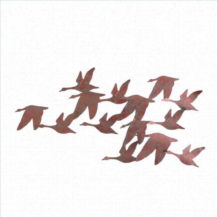 Southern Enterprises Flock Of Geese Wall Art In Brushed Copper Finish