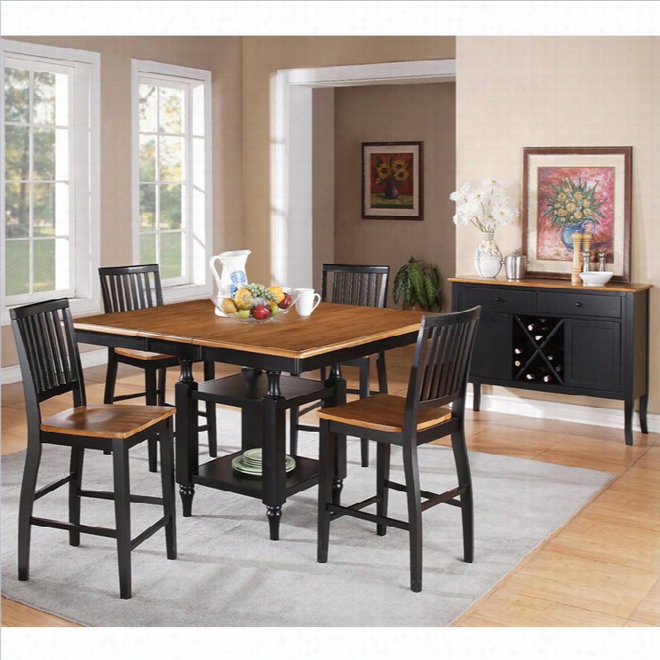 Steve Silver Company Candice 5 Piece Couhter Height Dining Table Set In Oak And Black