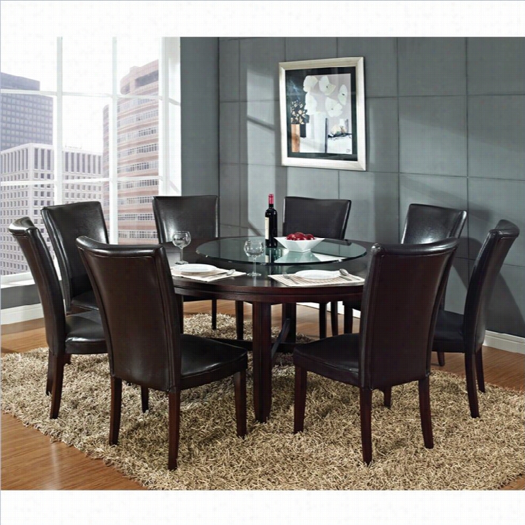 Steve Silver Company Hartford 5 Piece  72  Inch Round Dining Table Set In Dark Cherry