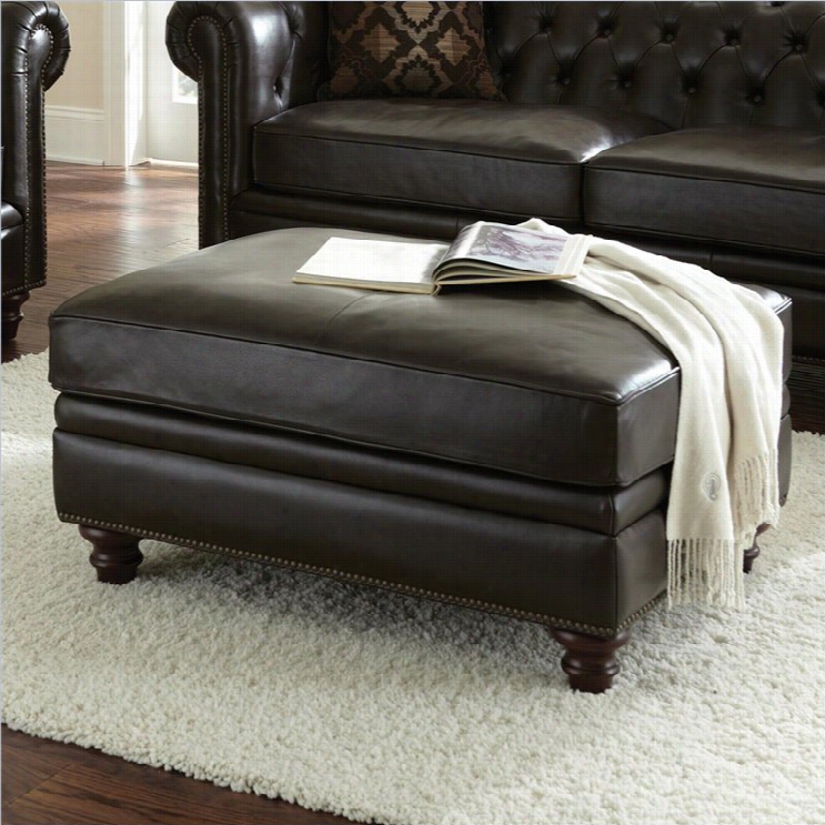 Steeve Sivler Company Tusconny Lether Ottoman In Arkon Bark