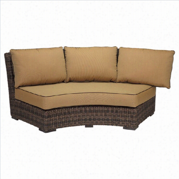 Sunset West Montecito Curved Loveseat In Cognac-canvaas Cork