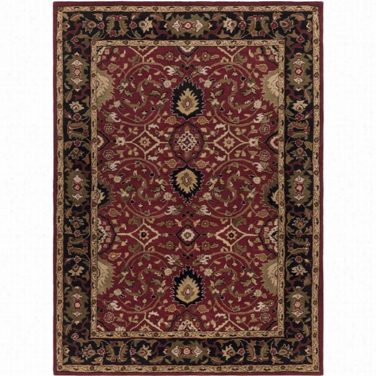 Surya Caesar 8' X 11' Hand Tufted Woool Rug In Red And Black