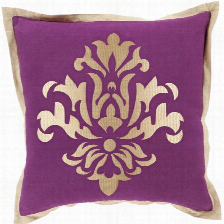 Suryaa Cosette Poly Fill 18 Square Pillow In Purple