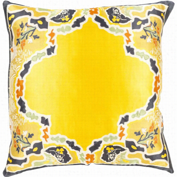 Surya Geisha Dow Nfill 18 Square Pillow In Yellow And Orange