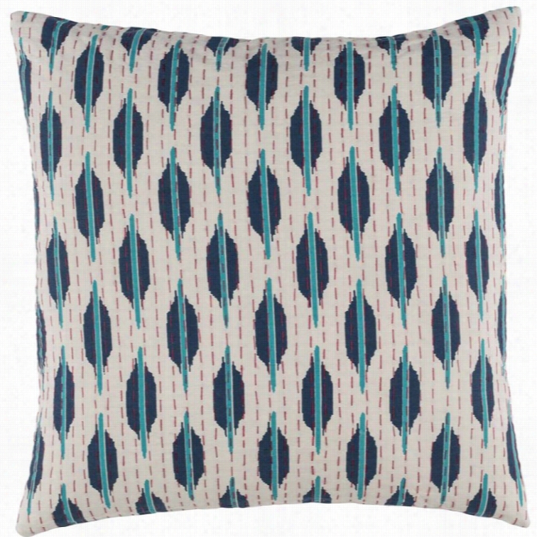 Surya  Kanth A Pol Fill 22 Square Pillow In Teal And Red