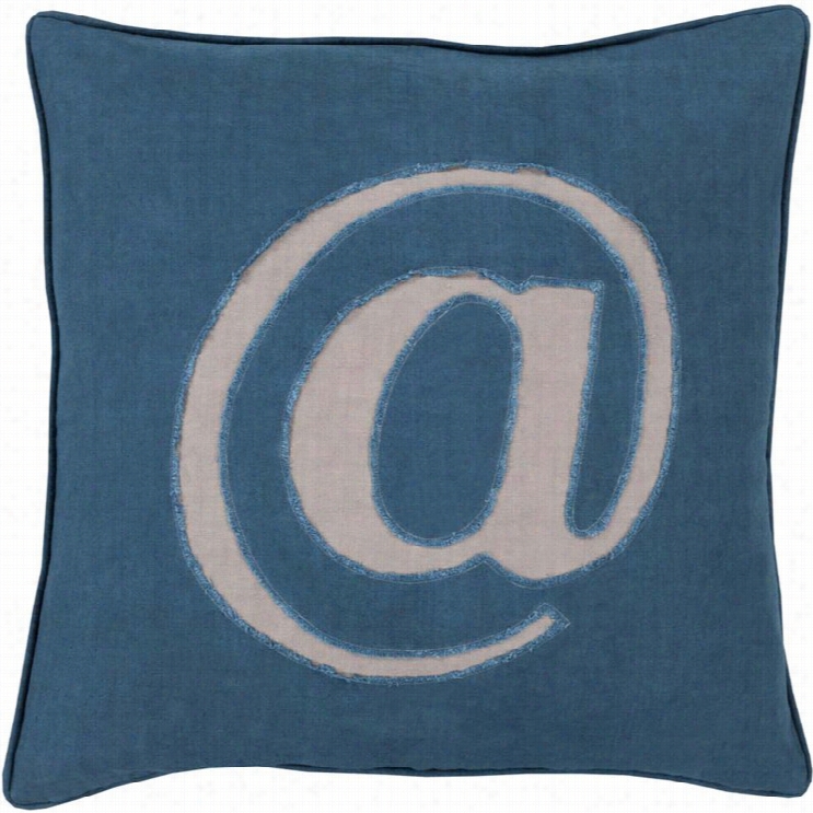 Surya Linen Text Down Fill 22 Square Pillow In Teaal