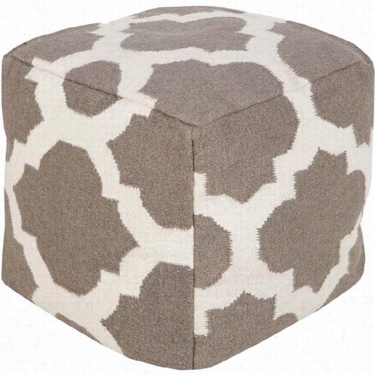 Surya Wool Cube Pouf Ottoman In Taupe