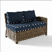 Crosley Furniture Bradenton Outdoor Wicker Sectional Left Loveseat with Navy Cushions