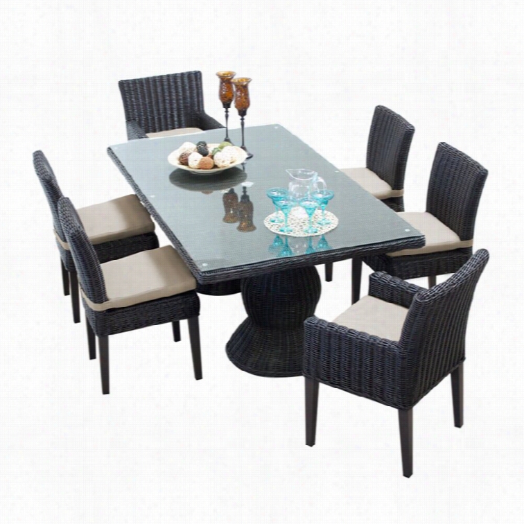 Tkc Venice 7 Piece Wicke R Patio Dining Set In Beige