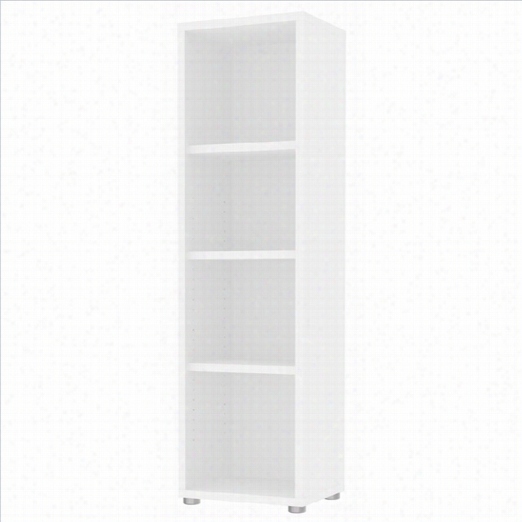 Tvilum Structure 4 Shelf Narrow Bookcase In White