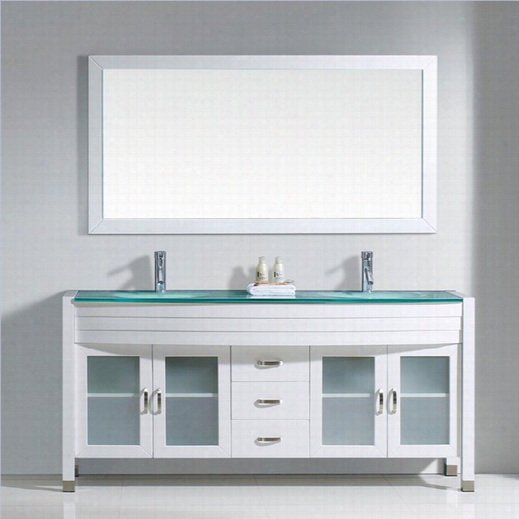 Virtu Usa Ava 71 Glass Double Bathroom Vanity Cahinet Set In White