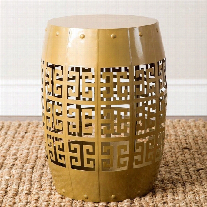 Abbyson Living Grace Round Metal Garden Stool In Gold