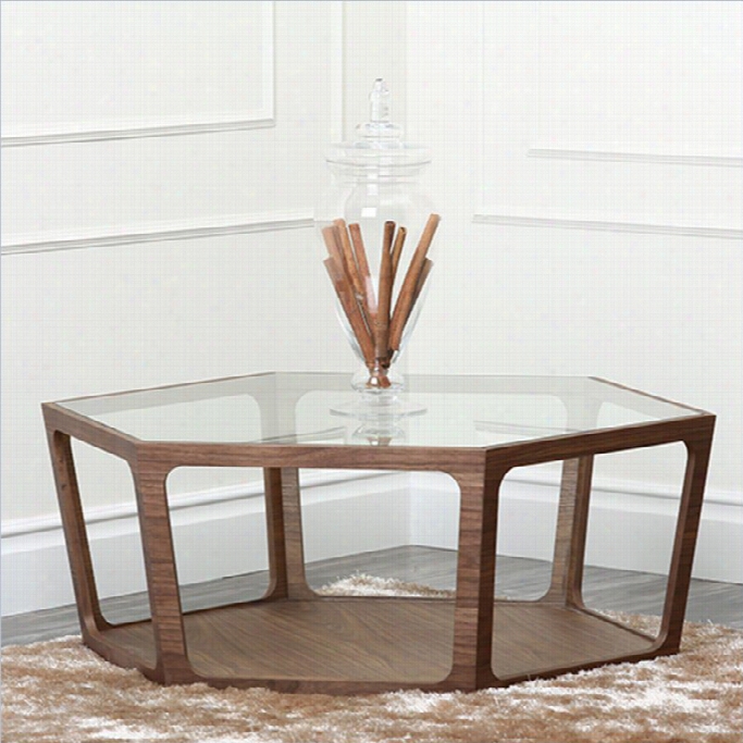 Abbyson Living Newbury Glass Cofee Table In Walnut