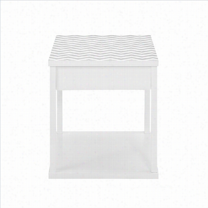 Altra Furniture Parsons End Table White With Chevron Specimen Top