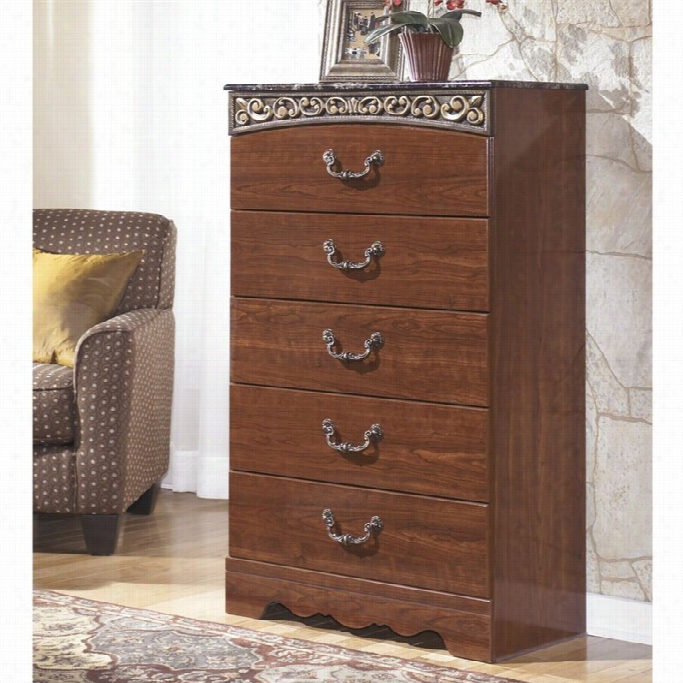 Ashley Airbrook Sest Ates 5 Drawer Wood Chest In Brown