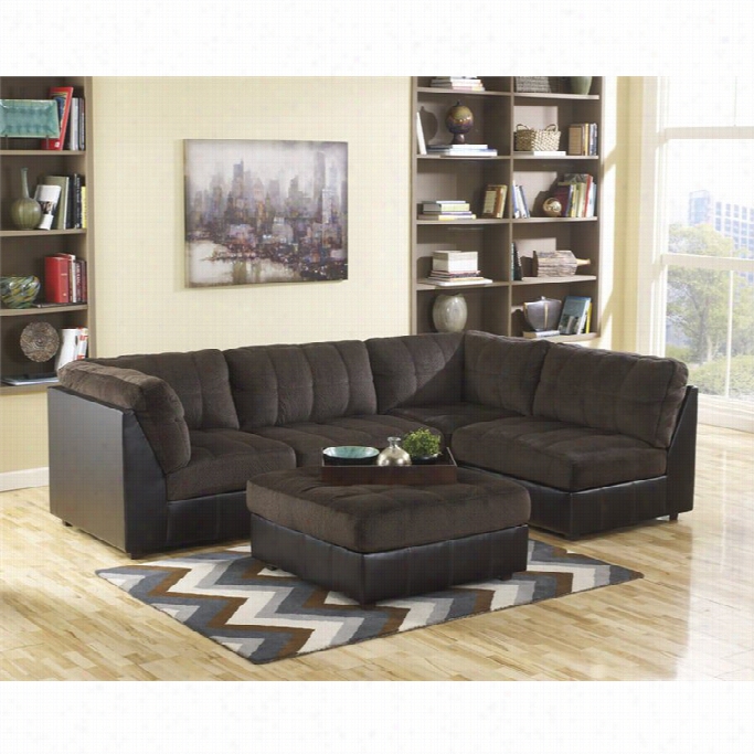 Ashley Furniture Hobokin 5 Piece Faux Leathersectional With Ottoman