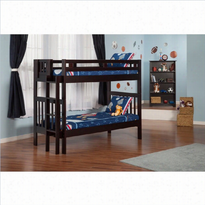 Atlantic Ffurnitur Cascade Bunk Bed In Espresso-twin Over T Win