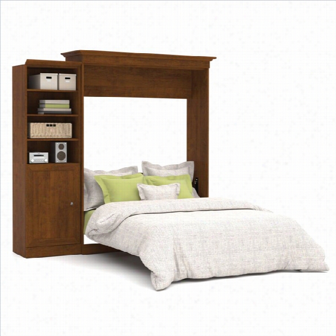 Bestar Versstile 92' Queen Wall Bed With Door Storage Unit In Tuscany Brown