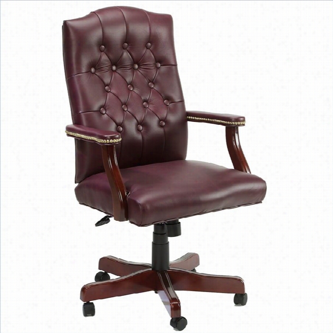 Boss Office Products Traditional Italian Leather O Ffice Chair-black Leater