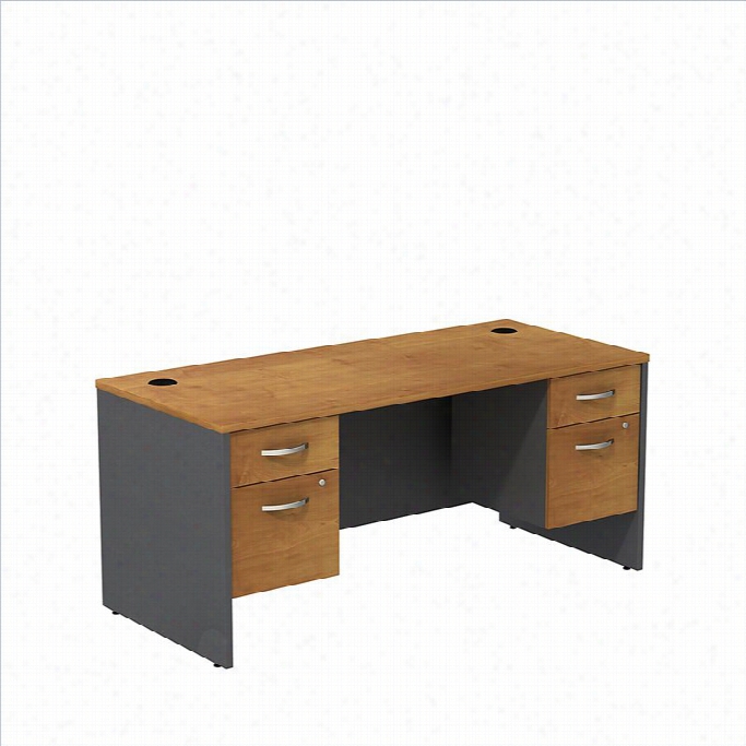 Bush Bbf Series C 66 Shell Desk With 2 34/ Pe Destals N Natural Cherry