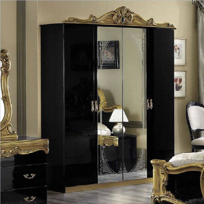 Camelgroup Barocco 4 Door Wardrobe In Black W/gold