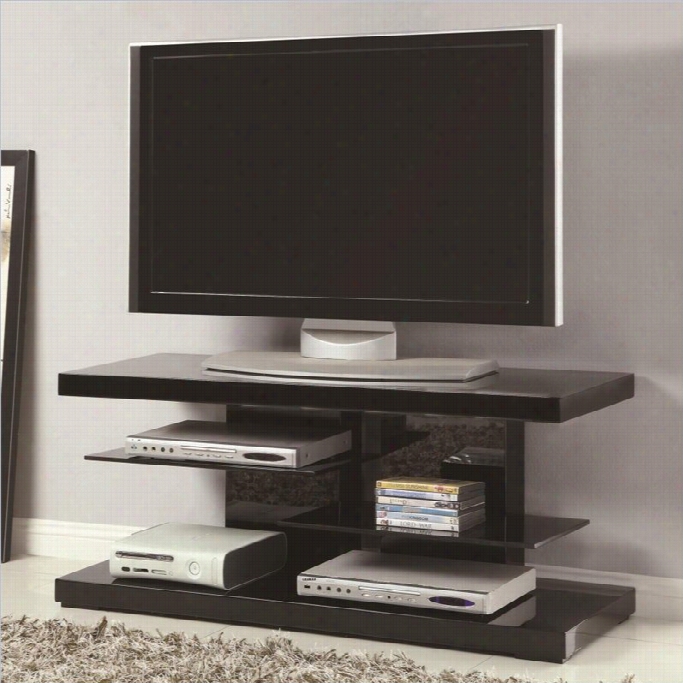 Coastr 4 7 Tv Stand In Black With Alternating Glass Shelvse