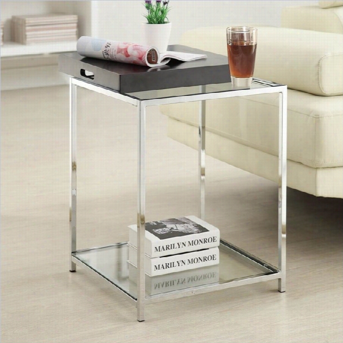 Connvenience Concepts Palm Beach Glass End Table In Black
