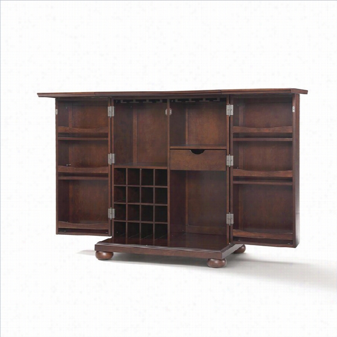Crosley Furniture Alexandria Expandable Home Bar Cabinet In Vintage Mahoagny