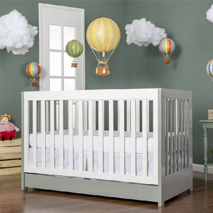 Dream On Me Mialno 5-in-1 Convertible Crib In Grey And White