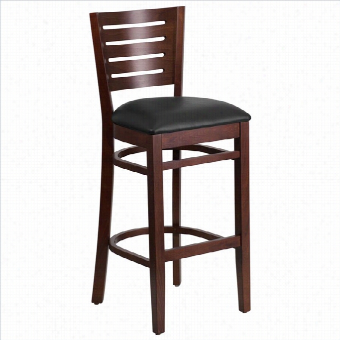 Flash Furniture Darby Series 43.5 Upholstered Restaurrant Bar Stool In Walnut And Black