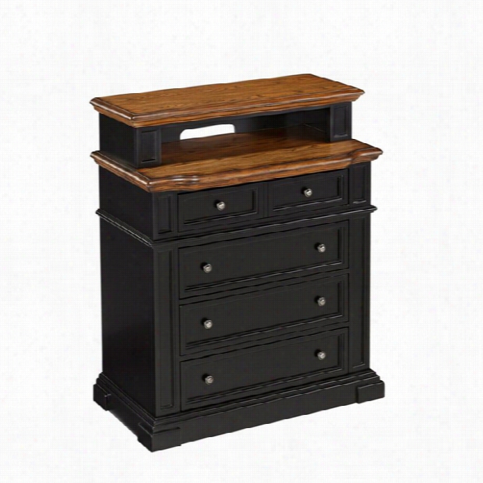 Home Styles Americana Media Chest In Black  And Oak