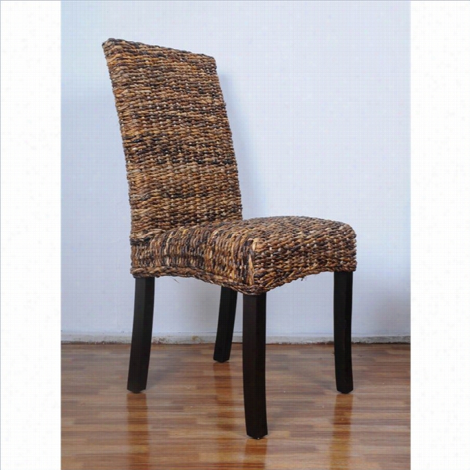 International Caravan Bali Louisa Woven Abaca Cushionn Dining Hairr (set Of 2)