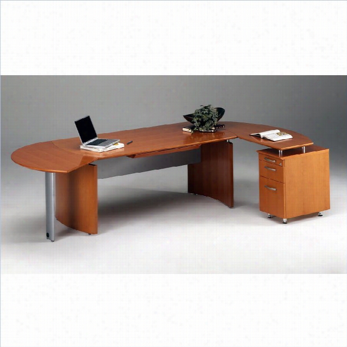 Mayline Napoli 72 Wood L-shaped Desk In Goldenc Herry