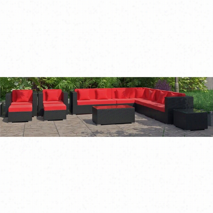 Modway Cohesion 11 Piece Outdoor Sofa Set In Espresso Andred