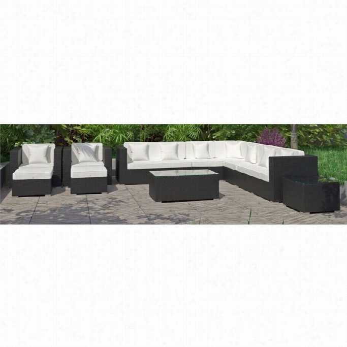 Modway Cohesion 11 Piece Outdoor Sofa Set Im Espress And White