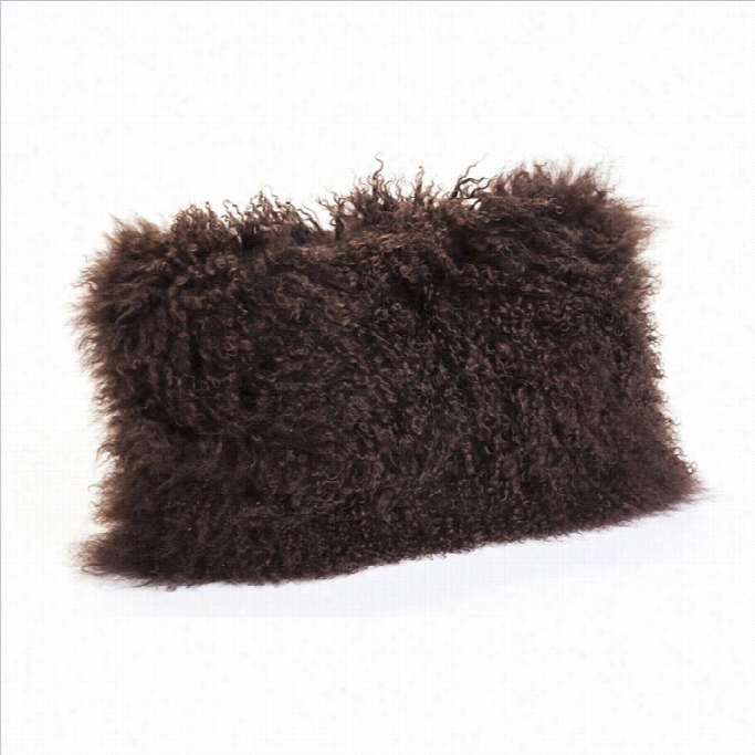 Moe's Lamb Fur Rectangle Pillov In Dark Bron