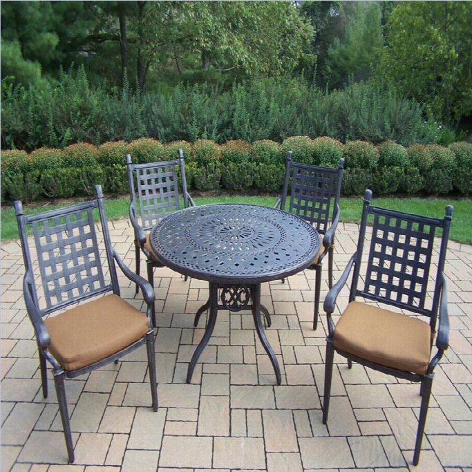 Oakland Living B Elmont 5 Piece Metal Patio Dining Set In Agrd