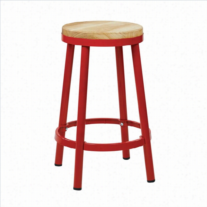 Office Star Bristow Metal Backless Bar Stool In Red-26