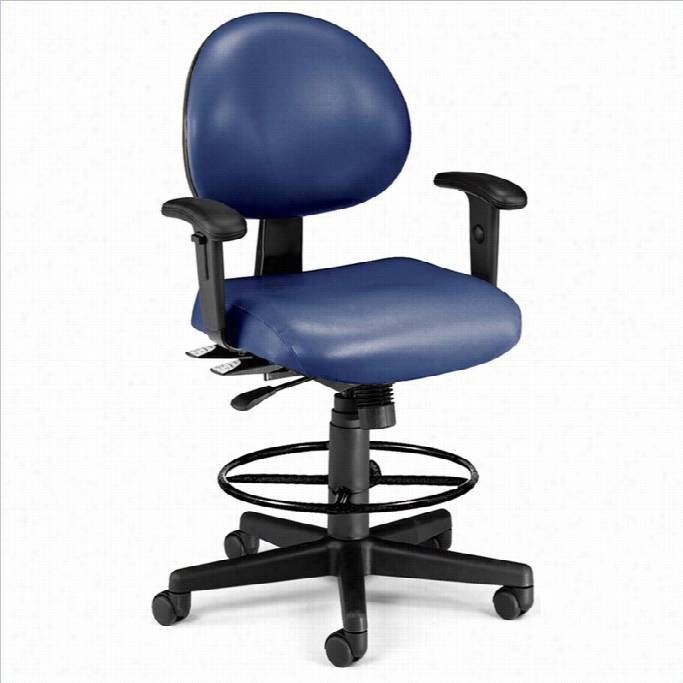 Ofm 24 Hour Task Draftingg Chair With Arms And Drafting Kit In Navy