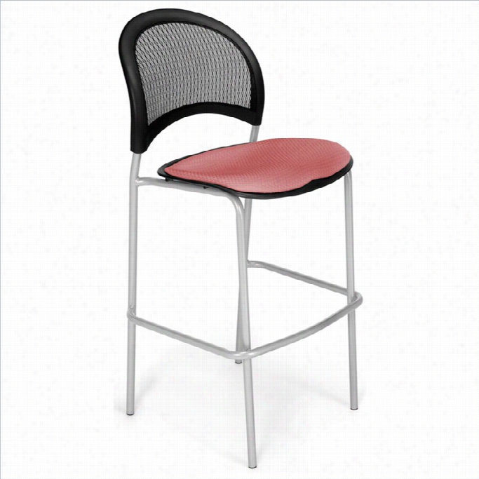 Ofm Moon 30.75 Silver Stool In Coral Pink