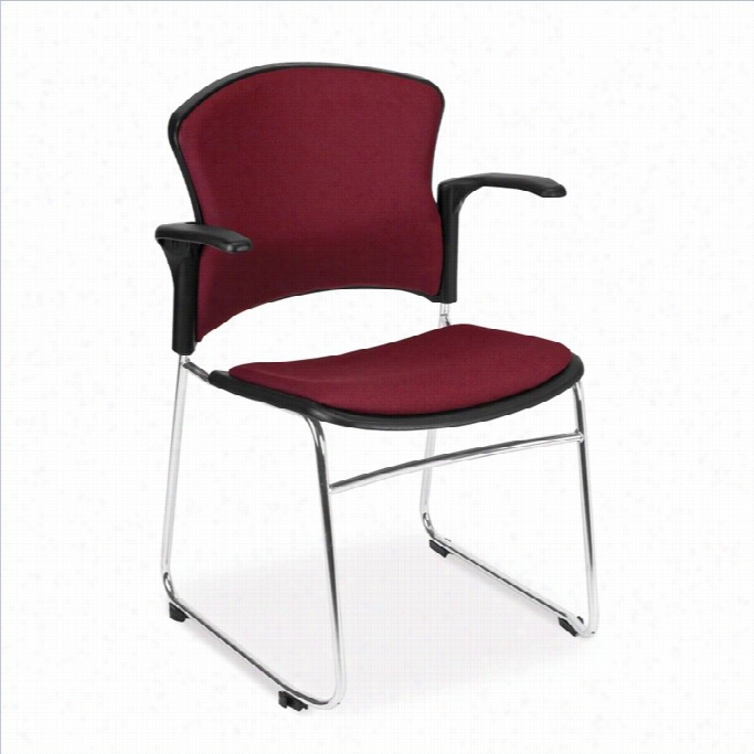 Ofm Multi-use Fabric Seat And Back Stack With Arms In Wine